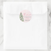 Roze Bogen Kerstboom Meisje Winter Baby shower Ronde Sticker (Tas)