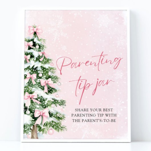 Roze Bogen Kerstboom Ouderschap Tip Jar Game Poster