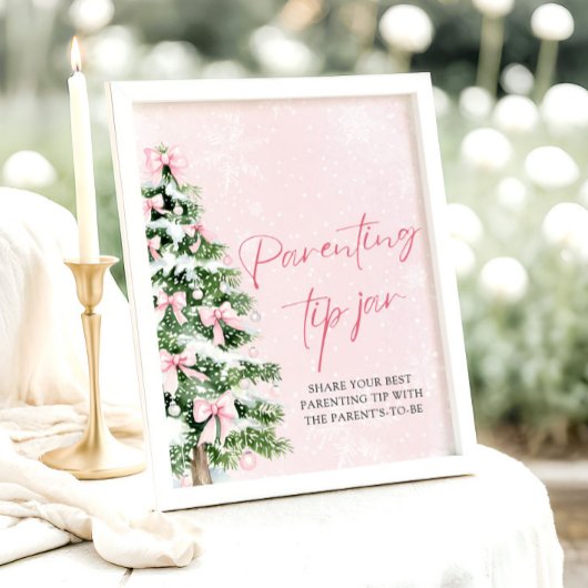 Roze Bogen Kerstboom Ouderschap Tip Jar Game Poster