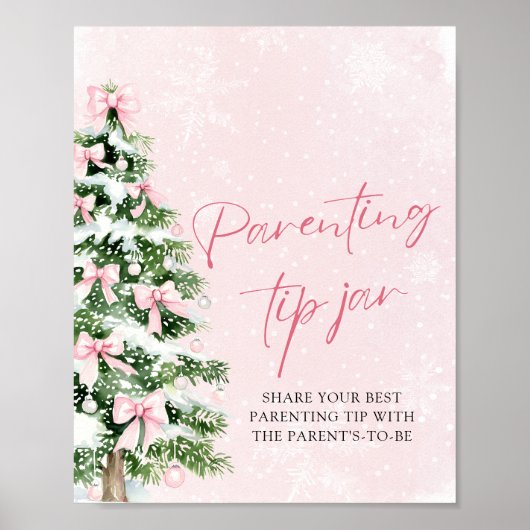 Roze Bogen Kerstboom Ouderschap Tip Jar Game Poster (Voorkant)