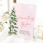Roze Bogen Kerstboom Ouderschap Tip Jar Game Reclamebord Met Voetstuk