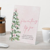 Roze Bogen Kerstboom Ouderschap Tip Jar Game Reclamebord Met Voetstuk (Insitu)