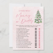 Roze Bogen Kerstboom Raad Wie Mam of Pap Spel Kaart (Voorkant)
