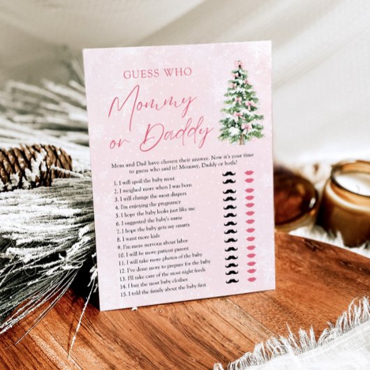 Roze Bogen Kerstboom Raad Wie Mam of Pap Spel Kaart