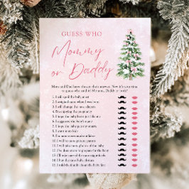 Roze Bogen Kerstboom Raad Wie Mam of Pap Spel Kaart