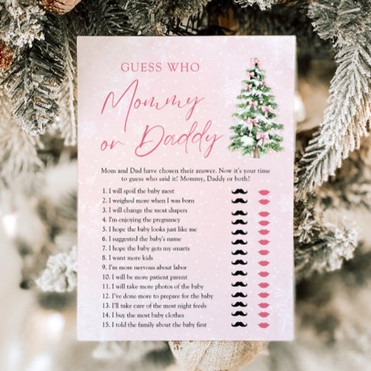 Roze Bogen Kerstboom Raad Wie Mam of Pap Spel Kaart