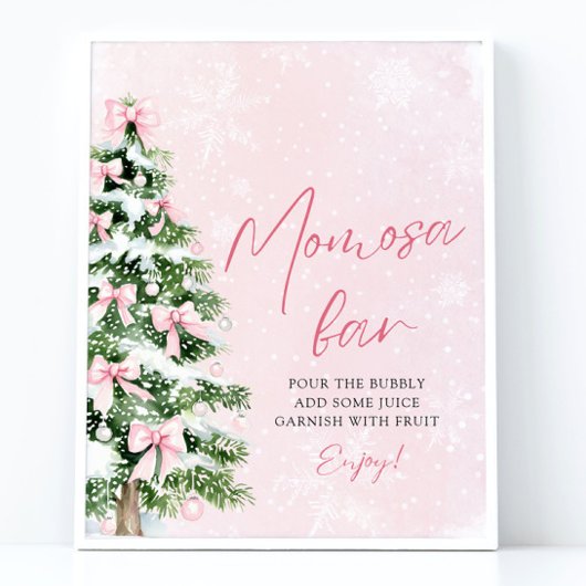 Roze Bogen Kerstboom Sneeuwvlok Momosa Bar Sign Poster