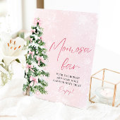Roze Bogen Kerstboom Sneeuwvlok Momosa Bar Sign Reclamebord Met Voetstuk