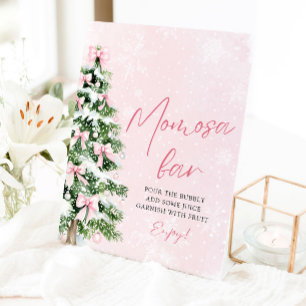 Roze Bogen Kerstboom Sneeuwvlok Momosa Bar Sign Reclamebord Met Voetstuk