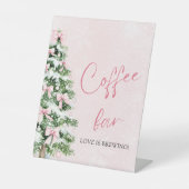 Roze Bogen Kerstboom Snowflake Koffiebar Teken Reclamebord Met Voetstuk (Voorkant)