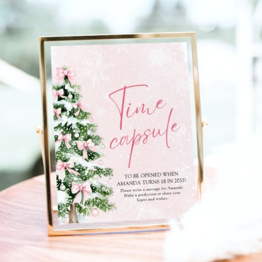Roze Bogen Kerstboom Time Capsule Game Sign Poster