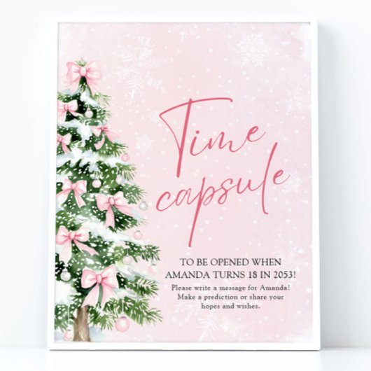 Roze Bogen Kerstboom Time Capsule Game Sign Poster