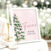 Roze Bogen Kerstboom Winter Baby shower Favorieten Poster