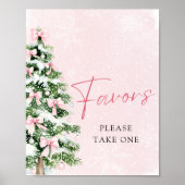 Roze Bogen Kerstboom Winter Baby shower Favorieten Poster (Voorkant)