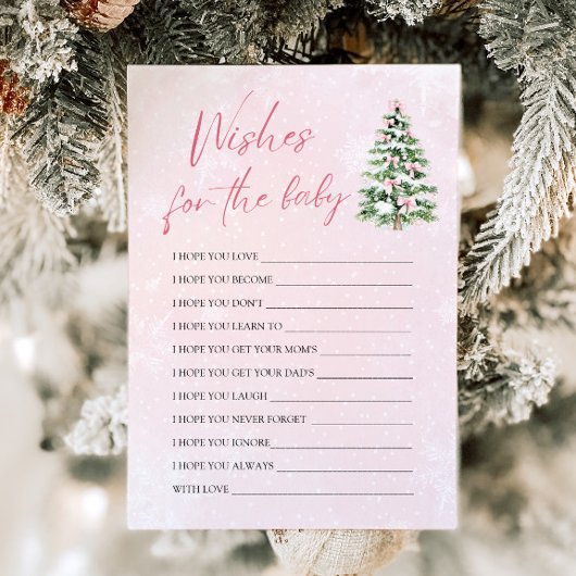Roze Bogen Kerstwensen voor Baby Advies Spel Kaart
