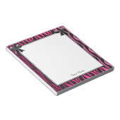 Roze bogen met het zwarte Zebra Stripes-patroon Notitieblok (Schuin)