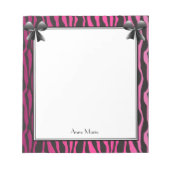 Roze bogen met het zwarte Zebra Stripes-patroon Notitieblok (Voorkant)