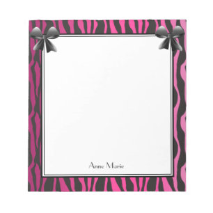 Roze bogen met het zwarte Zebra Stripes-patroon Notitieblok