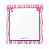 Roze bogen met roze Zebra Stripes patroon Notitieblok (Voorkant)