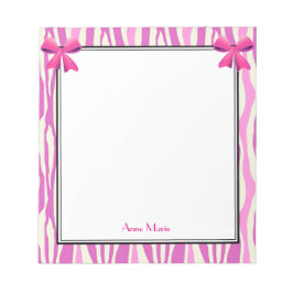 Roze bogen met roze Zebra Stripes patroon Notitieblok