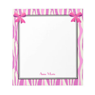 Roze bogen met roze Zebra Stripes patroon Notitieblok