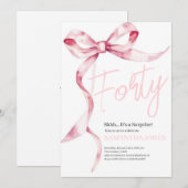 Roze Bogen Modern 40ste Verjaardagsfeest Kaart (Voorkant / Achterkant)