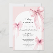 Roze bogen modern boogmeisje baby shower besprenke kaart (Voorkant)