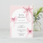 Roze bogen modern boogmeisje baby shower besprenke kaart (Staand voorkant)