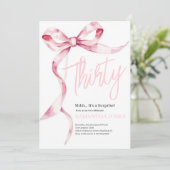 Roze Bogen Modern Dertig 30ste Verjaardag Party Kaart (Staand voorkant)