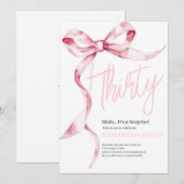 Roze Bogen Modern Dertig 30ste Verjaardag Party Kaart (Voorkant / Achterkant)