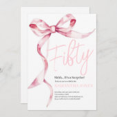 Roze Bogen Modern Vijftig 50ste Verjaardag Party Kaart (Voorkant / Achterkant)