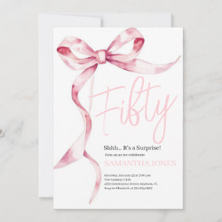 Roze Bogen Modern Vijftig 50ste Verjaardag Party Kaart