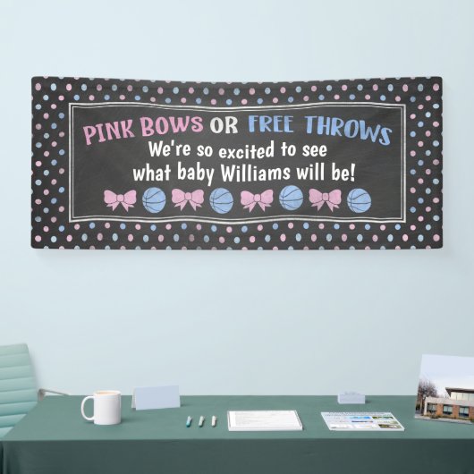 Roze bogen of Free Throws gender onthullen banner. Spandoek (Beurs)