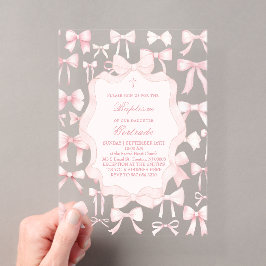 roze bogen ontwerp Doopsel Uitnodiging
