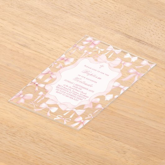 roze bogen ontwerp Doopsel Uitnodiging (Laagn)