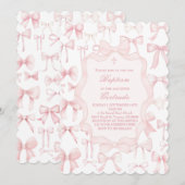 roze bogen ontwerp Doopsel Uitnodiging (Voorkant / Achterkant)