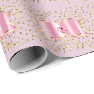 Roze bogen op papier met gouden stonen
