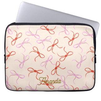 Roze Bogen - Preppy Red en Roze Coquette Esthetisc Laptop Sleeve