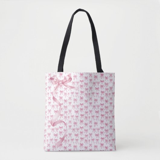 Roze Bogen Satijn lint Tote Bag (Voorkant)