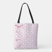 Roze Bogen Satijn lint Tote Bag (Achterkant)