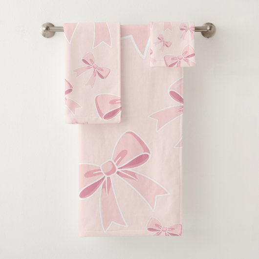 Roze Bogen Schattigee Coquette Cottage Chic Bad Handdoek (Insitu)