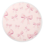 Roze Bogen Schattigee Coquette Cottage Chic Keramische Knop (Voorkant)