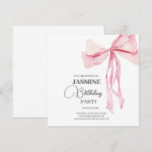 Roze Bogen Trendy Meisje Verjaardagsfeestje Bedankkaart (Voorkant / Achterkant)