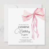 Roze Bogen Trendy Meisje Verjaardagsfeestje Bedankkaart (Voorkant)