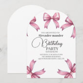 Roze Bogen Trendy Meisje Verjaardagsfeestje Kaart (Voorkant / Achterkant)