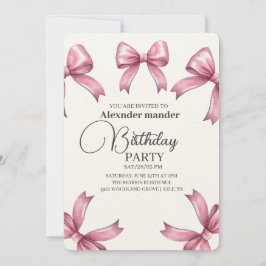 Roze Bogen Trendy Meisje Verjaardagsfeestje Kaart