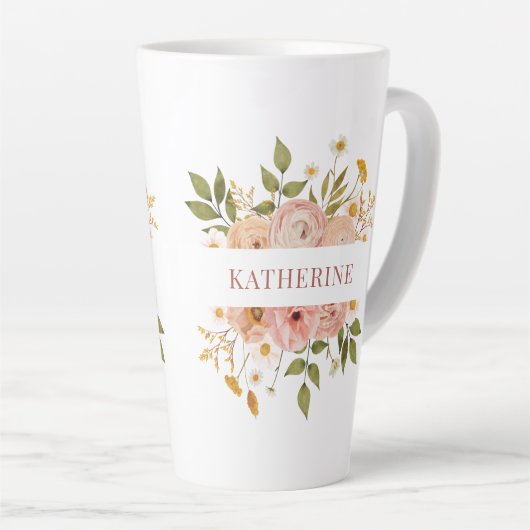  Roze Boheemse Bloemennaam Latte Mok (Rechterhoek)