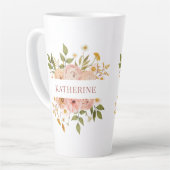 Roze Boheemse Bloemennaam Latte Mok (Linkerhoek)