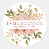  Roze Boheemse Bloemennamen Ronde Sticker (Voorkant)