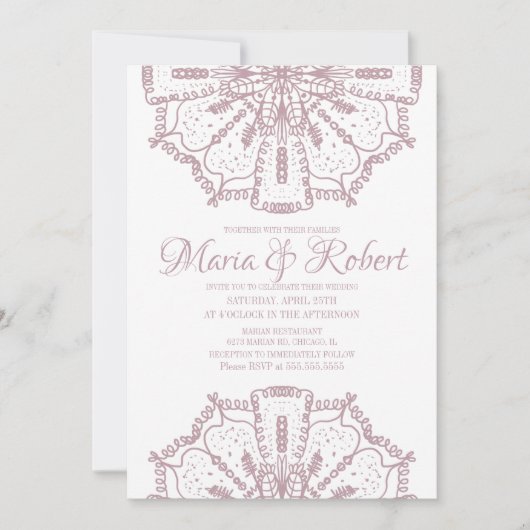 Roze Boheemse Mandala Kunst Boho Bruiloft Kaart (Voorkant)